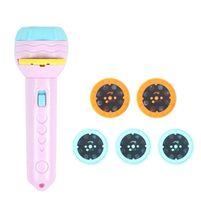 3-Piece Kids' Luminous Projection Flashlight Set Pink + 40 Patterns