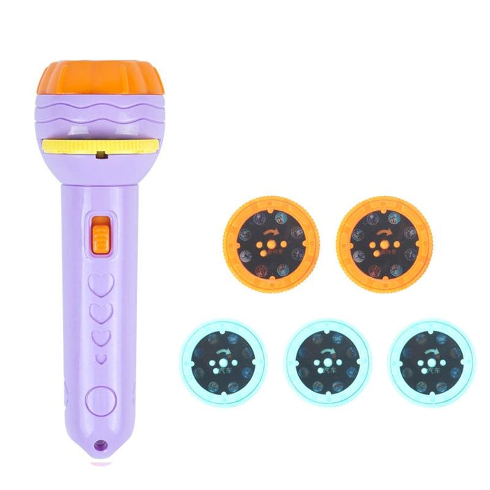 3-Piece Kids' Luminous Projection Flashlight Set Purple + 40 Patterns
