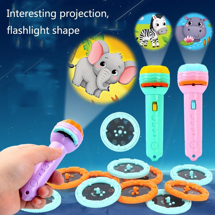 3-Piece Kids' Luminous Projection Flashlight Set Purple + 40 Patterns