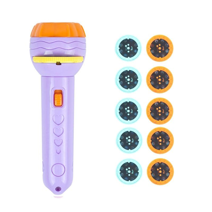 3-Piece Kids' Luminous Projection Flashlight Set Purple + 80 Patterns