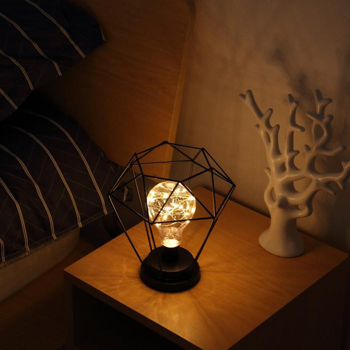 Wrought Iron Diamond Lantern Night Light Retro Decor