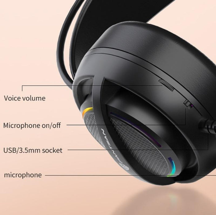 Orange Wired Gaming Earphone Headset With Mic Psh-100