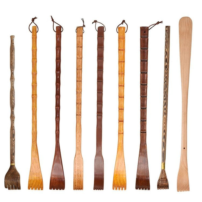 Long Handle Wooden Back Scratcher Round Nature Colour