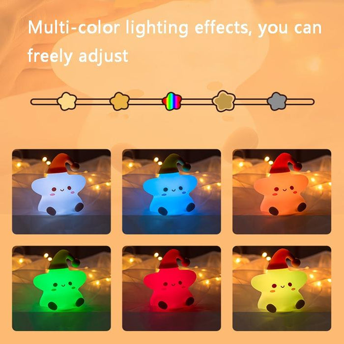 Touch Sensor Silicone Star Night Light Colourful Bedside Lamp