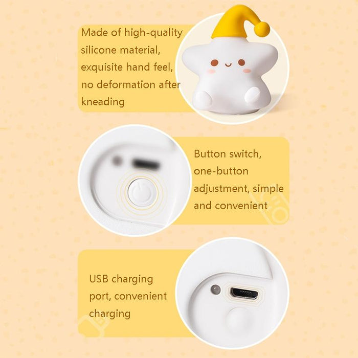 Touch Sensor Silicone Star Night Light Colourful Bedside Lamp