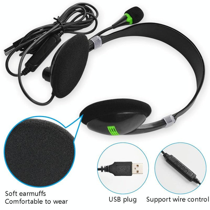 Universal Usb Headphones Black