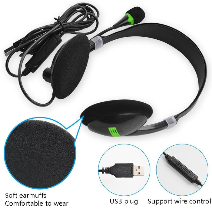 Universal Usb Headphones Black