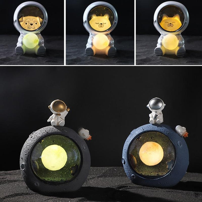 Resin Kitten Astronaut Night Light Home Decor
