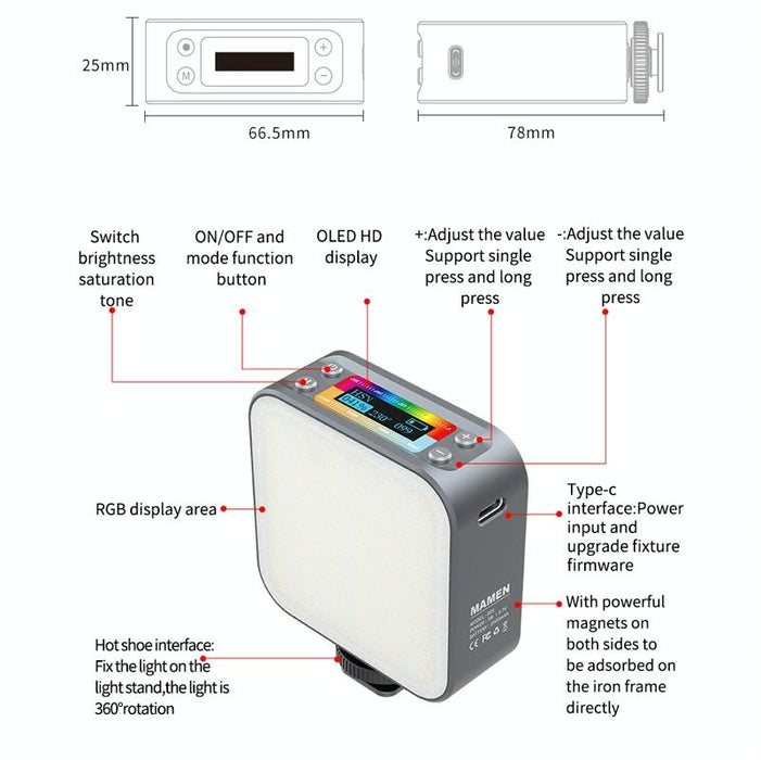D01 66 Leds 2500-9000K Double-Sided Rgb Led Fill Lights