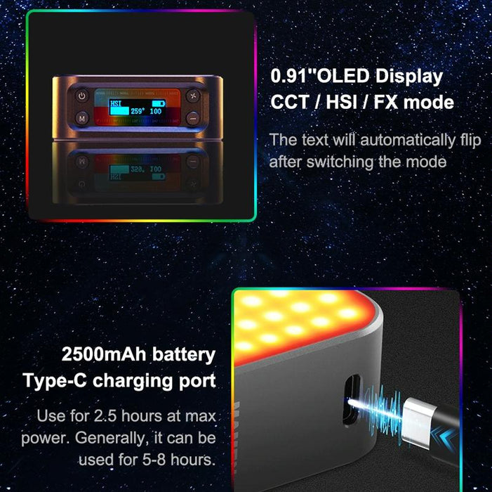 D01 66 Leds 2500-9000K Double-Sided Rgb Led Fill Lights