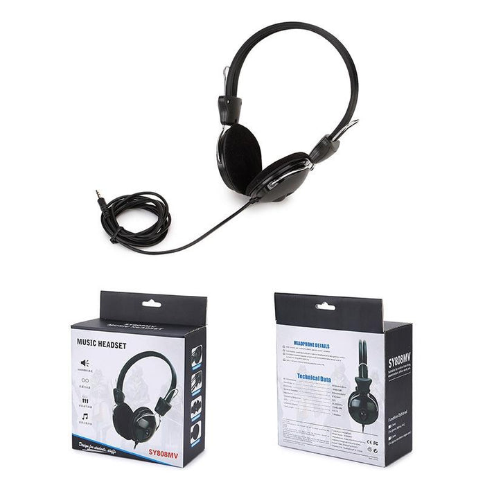 Black 3.5Mm Office Headset 1.6M Cable For Online Classes