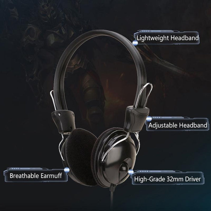 Black 3.5Mm Office Headset 1.6M Cable For Online Classes