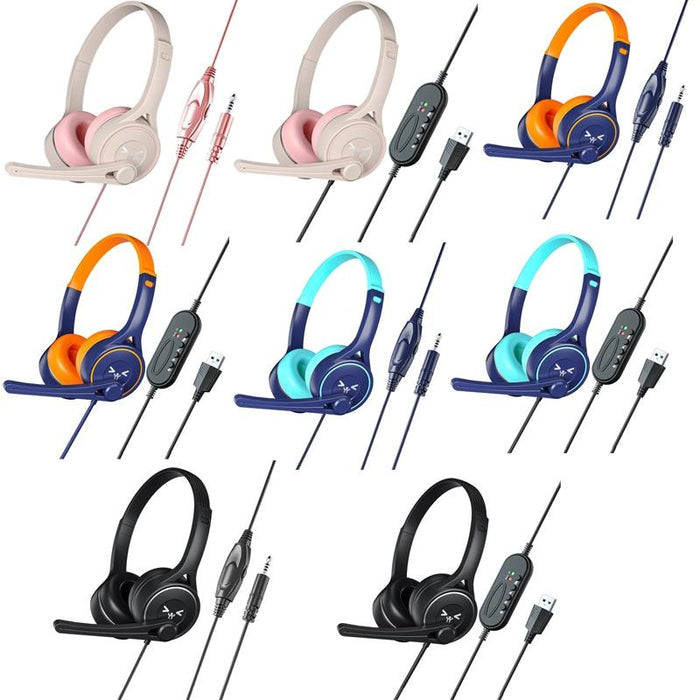 3.5Mm Plug Online Class Headset Blue Orange