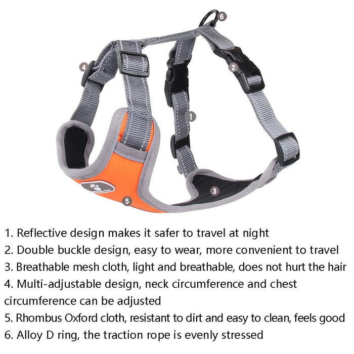 Breathable Mesh Dog Chest Straps Size L