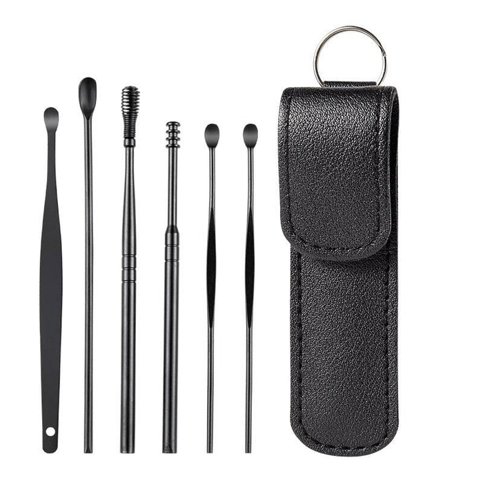 6 In 1 Portable Stainless Steel Ear Pick Black