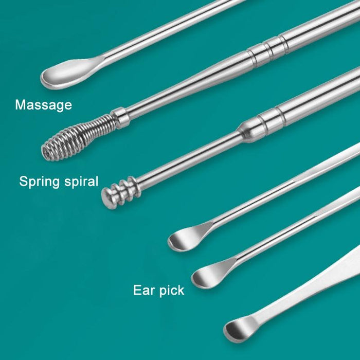 6 In 1 Portable Stainless Steel Ear Pick Black