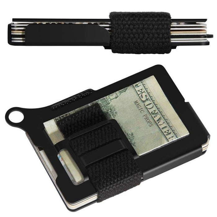 Metal Fabric Card Holder For Men Black