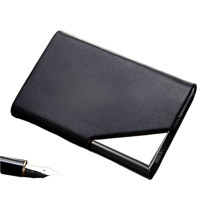 Stainless Steel Business Card Holder Men Leather Clamp