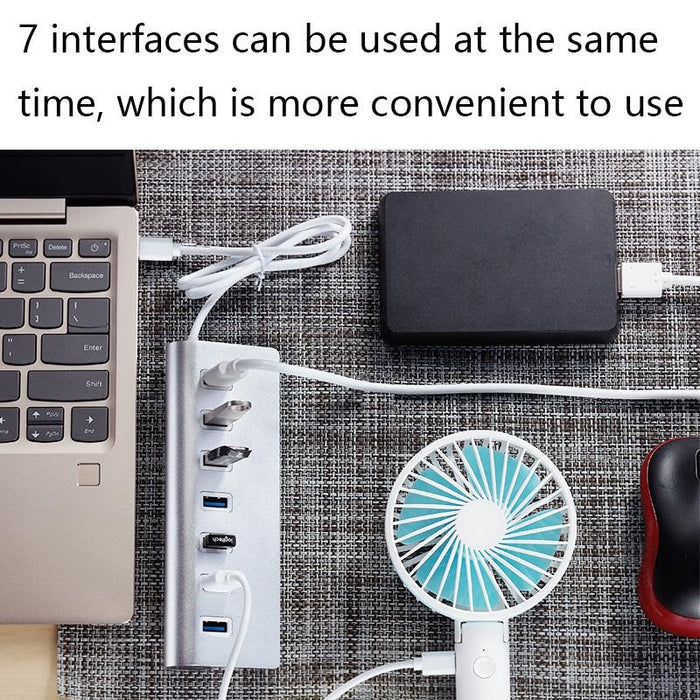 7-Port Aluminum Usb2.0 Hub