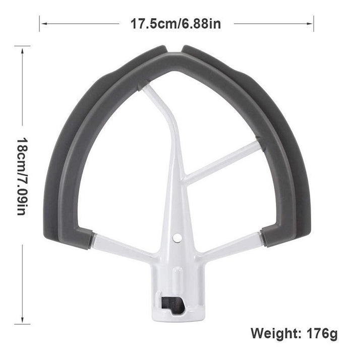 6Qt Stand Mixer Flexible Edge Whisk Paddle Silver Gray