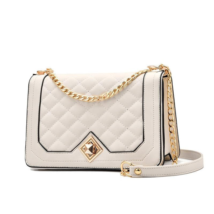 Chic One Shoulder Chain Bag With Diagonal Rhombus Design