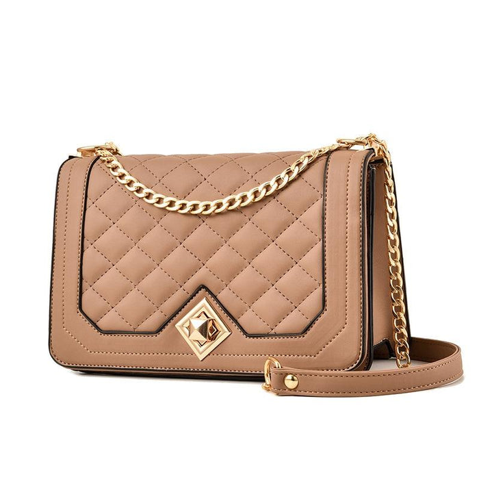 Chic One Shoulder Chain Bag With Diagonal Rhombus Design
