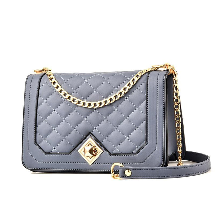 Chic One Shoulder Chain Bag With Diagonal Rhombus Design