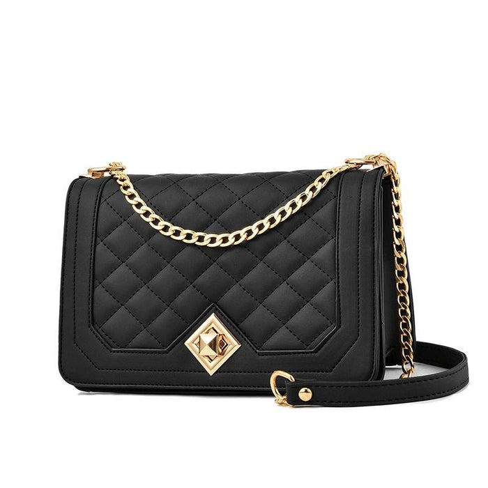 Chic One Shoulder Chain Bag With Diagonal Rhombus Design