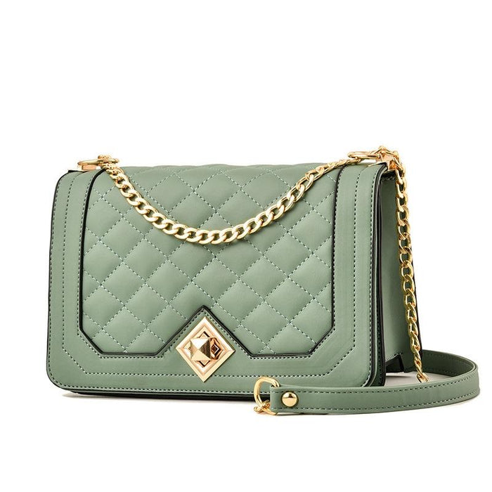 Chic One Shoulder Chain Bag With Diagonal Rhombus Design
