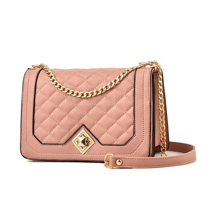 Chic One Shoulder Chain Bag With Diagonal Rhombus Design