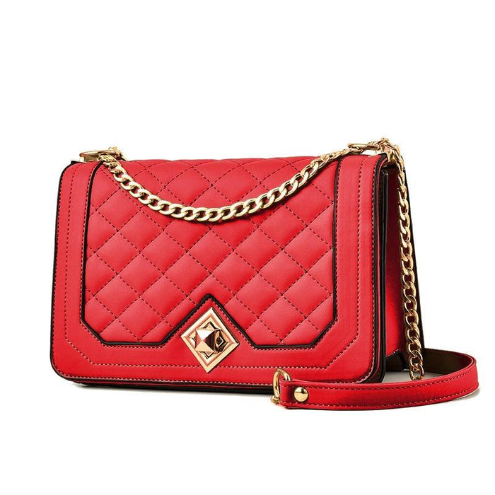 Chic One Shoulder Chain Bag With Diagonal Rhombus Design