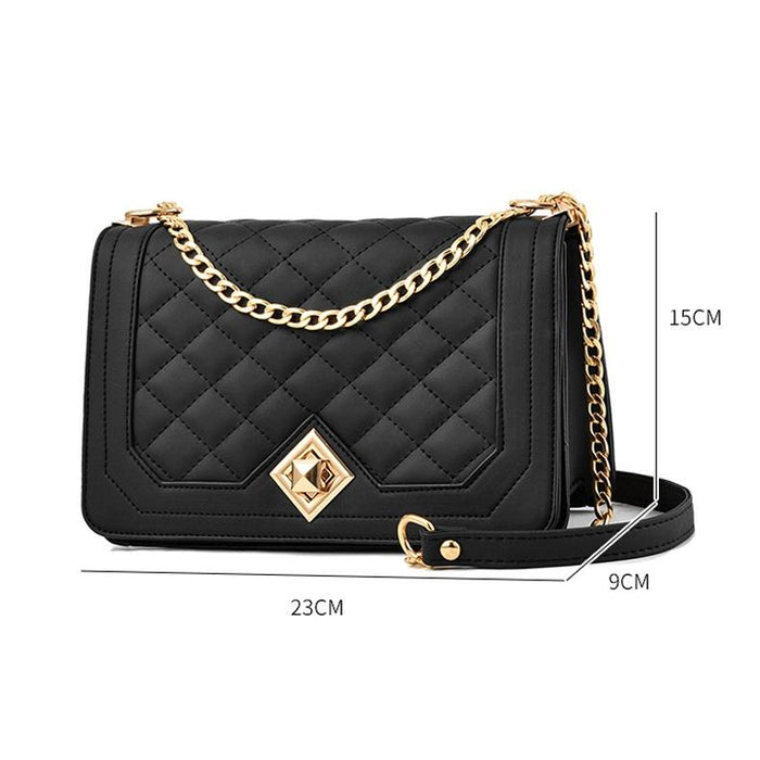 Chic One Shoulder Chain Bag With Diagonal Rhombus Design