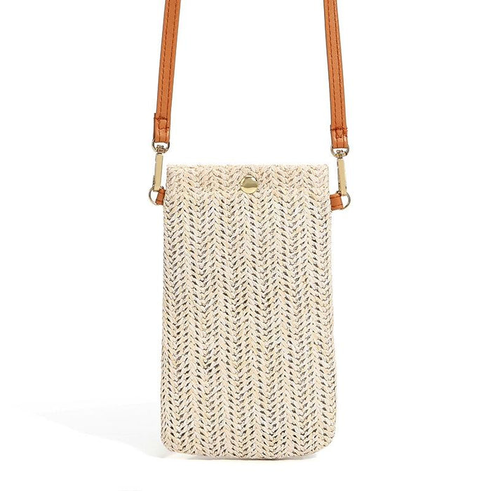 Beach Bag With Magnetic Buckle Straw Beige