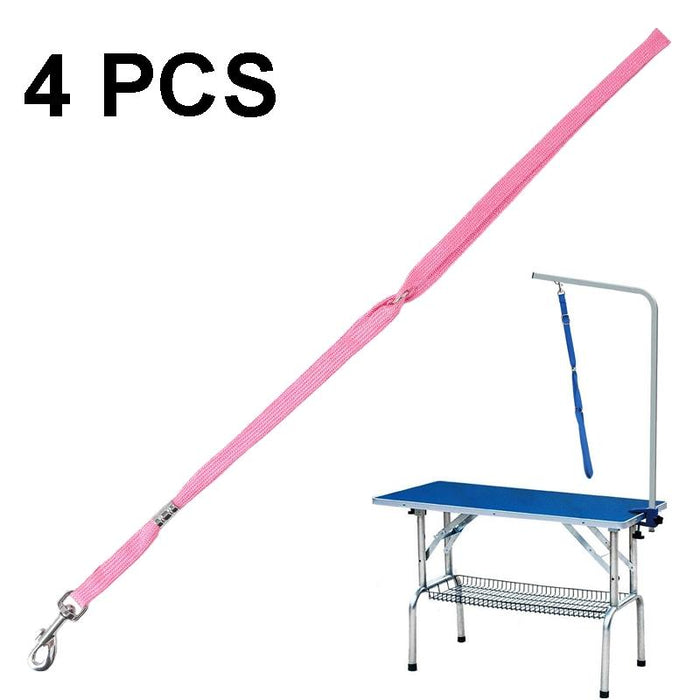 4 Piece Pet Bath & Grooming Table Leash Set Pink