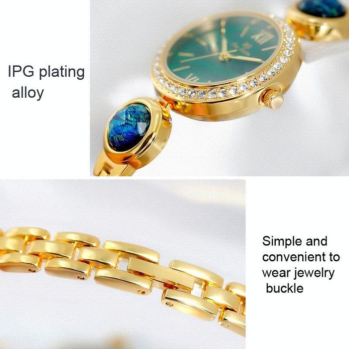 Fa1649 Retro Malachite Small Green Temperament Women Watch