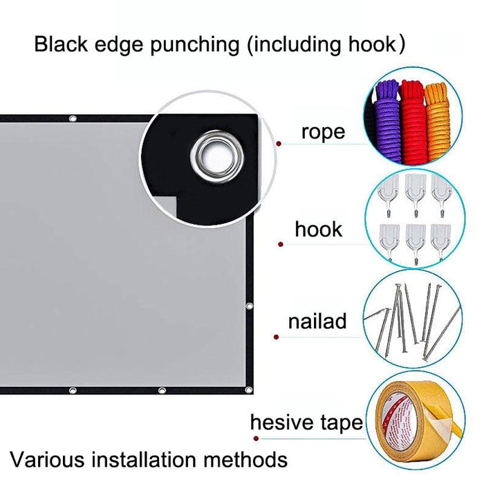 Folding Metal Anti-Light Hd Projection Curtain - Size 110 Inch 16:9 250X140Cm Punch Black Border