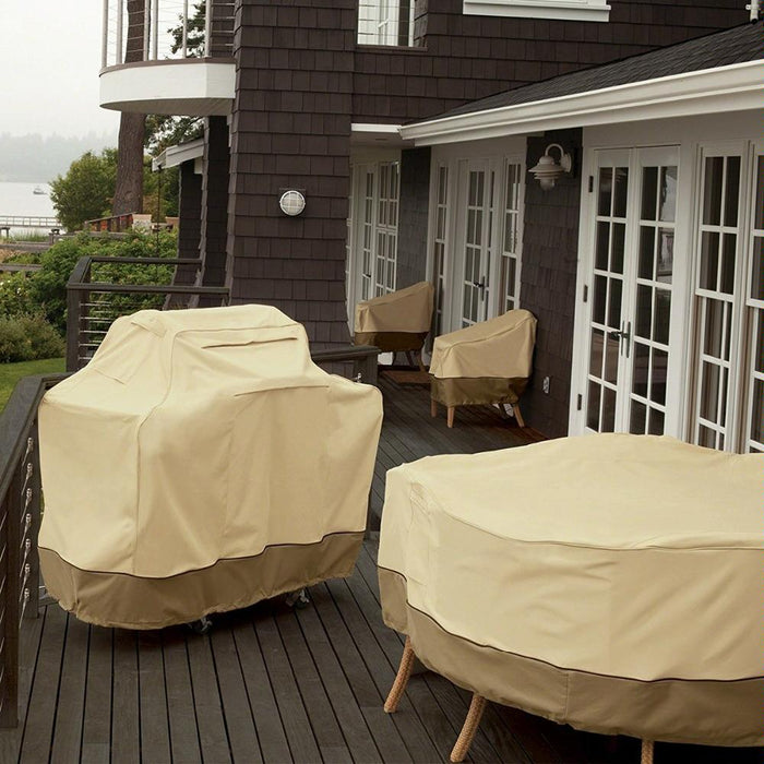 Oxford Cloth Waterproof Dustproof Barbecue Cover With Sundry Bag - Size 183X66X130Cm Beige