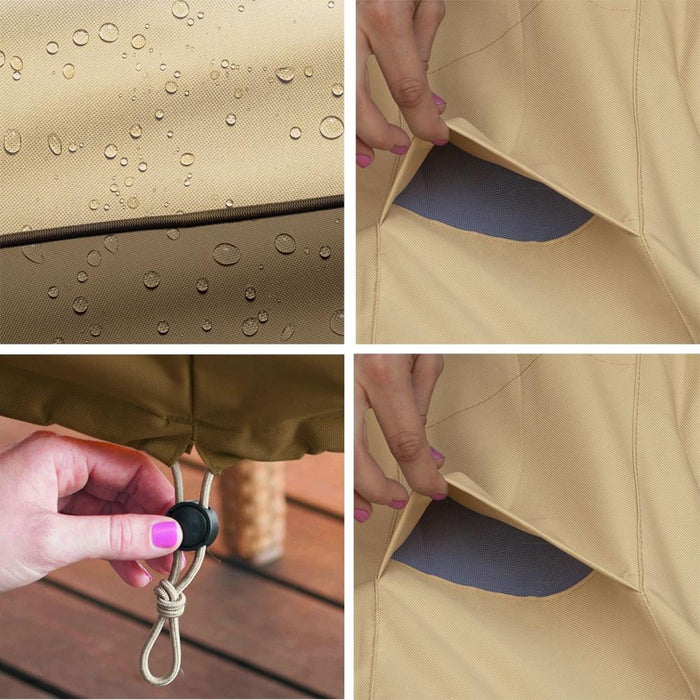 Oxford Cloth Waterproof Dustproof Barbecue Cover With Sundry Bag - Size 190X71X117Cm Beige