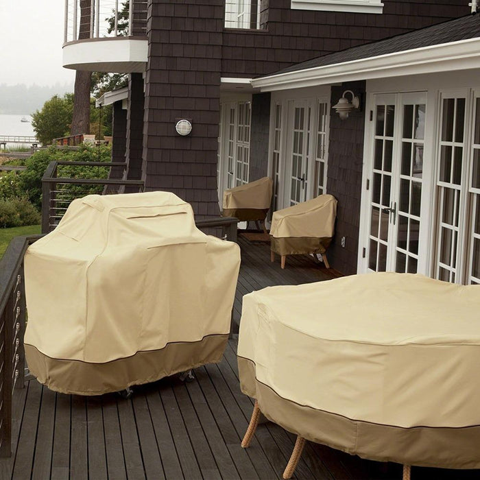 Oxford Cloth Waterproof Dustproof Barbecue Cover With Sundry Bag - Size 190X71X117Cm Beige