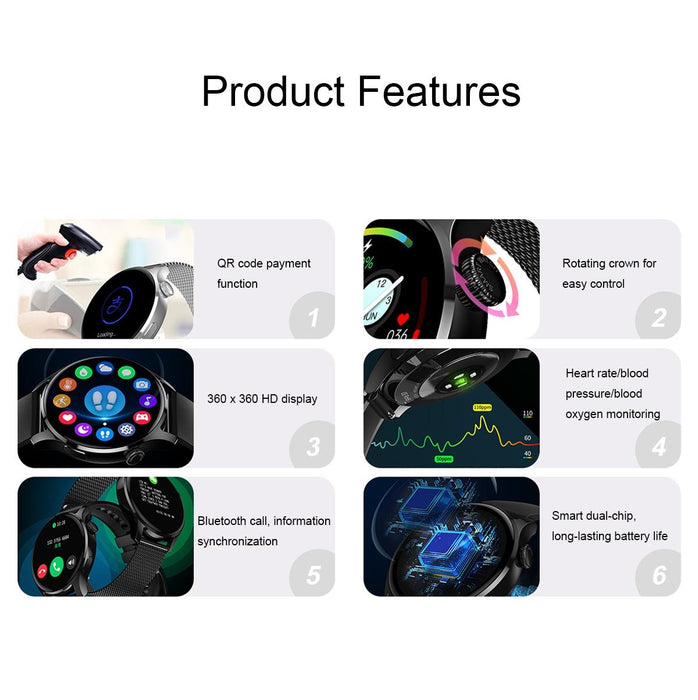 1.32 Inch Heart Rate Monitoring Smart Watch With Payment Function