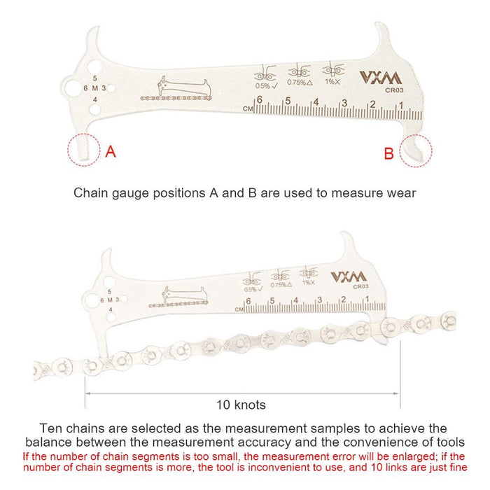 2-Piece Stainless Steel Bike Chain Gauge