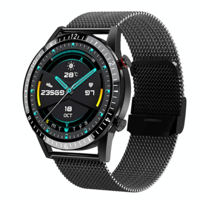 1.3 Inch Heart Rate / Blood Pressure / Blood Oxygen Monitoring Watch - Black Steel