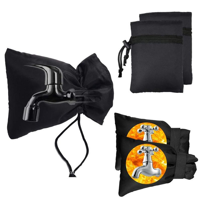 Oxford Cloth Winter Outdoor Faucet Frost Protection Cover - Rope Model Black