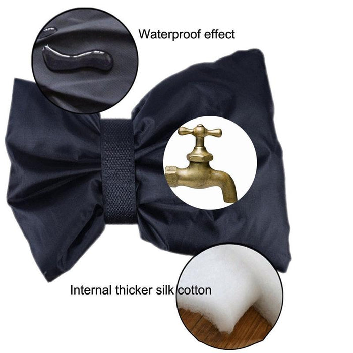 Oxford Cloth Winter Outdoor Faucet Frost Protection Cover - Rope Model Black