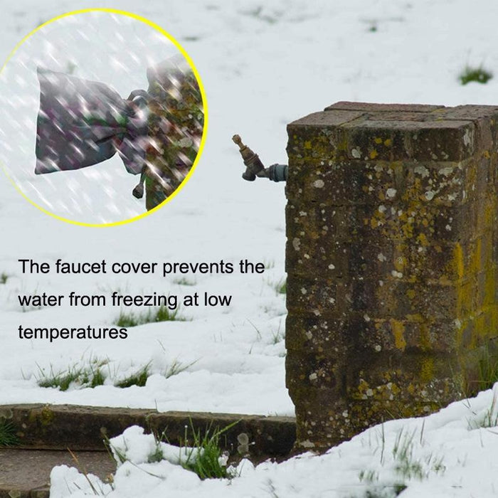 Oxford Cloth Winter Outdoor Faucet Frost Protection Cover - Rope Model Black