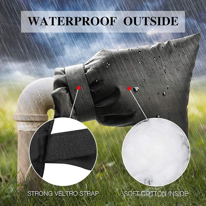 Oxford Cloth Winter Outdoor Faucet Frost Protection Cover - Rope Model Black