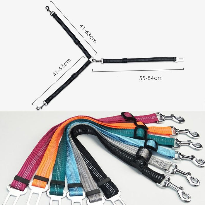 Reflective Dog Seat Belt Leash Dual Purpose