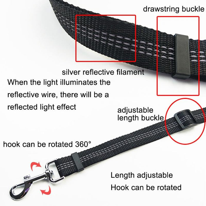 Reflective Dog Seat Belt Leash Dual Purpose
