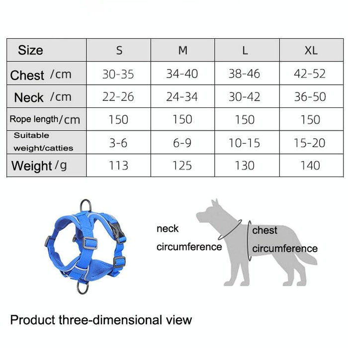 Reflective Dog Vest With Chest Strap Size L