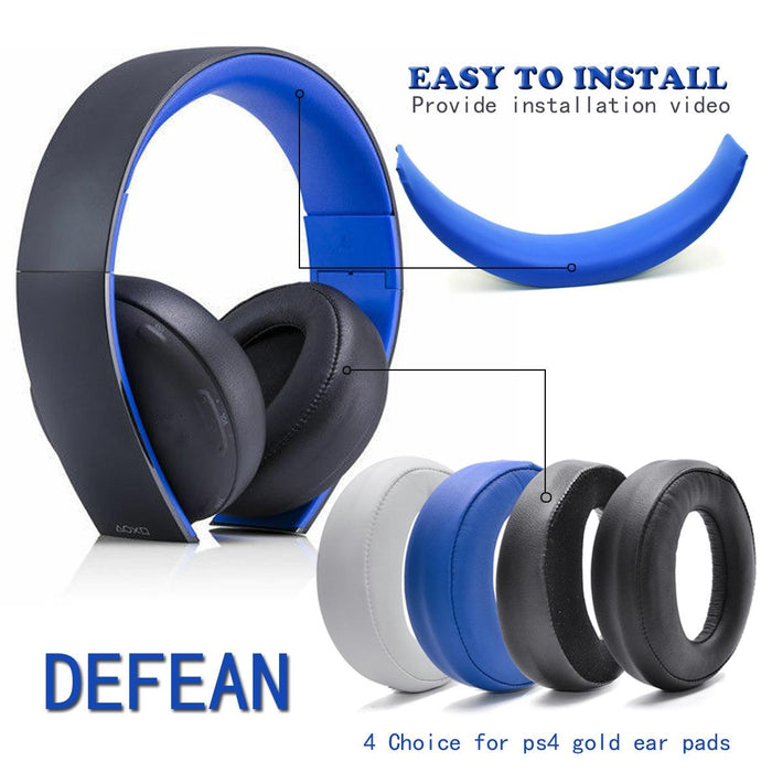 2 Pcs Headphone Sponge Cover For Sony Ps3 Ps4 7.1 Gold - Cloth Fiber Earpads